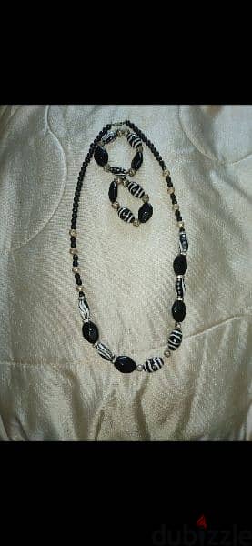necklace black and white zebra beads necklace+2 bracelets 9