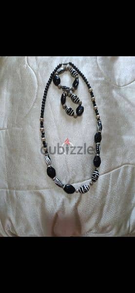 necklace black and white zebra beads necklace+2 bracelets 10