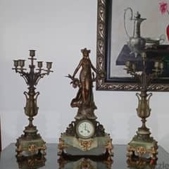 French Art Nouveau clock set Auguste Moreau 1834-1917