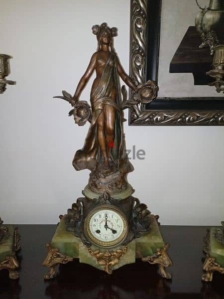 French Art Nouveau clock set Auguste Moreau 1834-1917 8