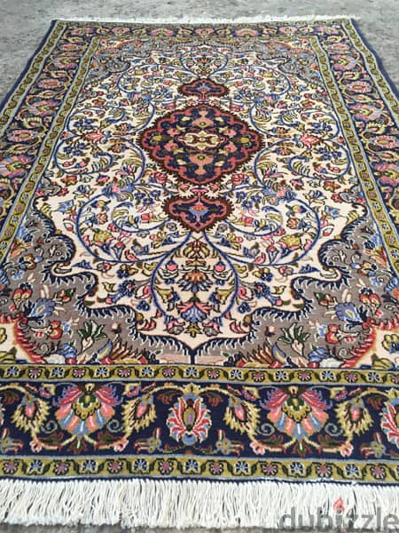 سجاد عجمي . قم كرك مطعم حرير. Persian Carpet. Hand madeTapis 4