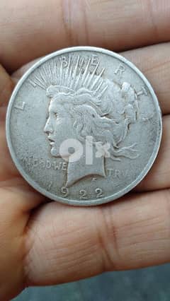 USA Silver One dollar  the PEACE DOLLAR year 1922  weight 26.50 grams 0
