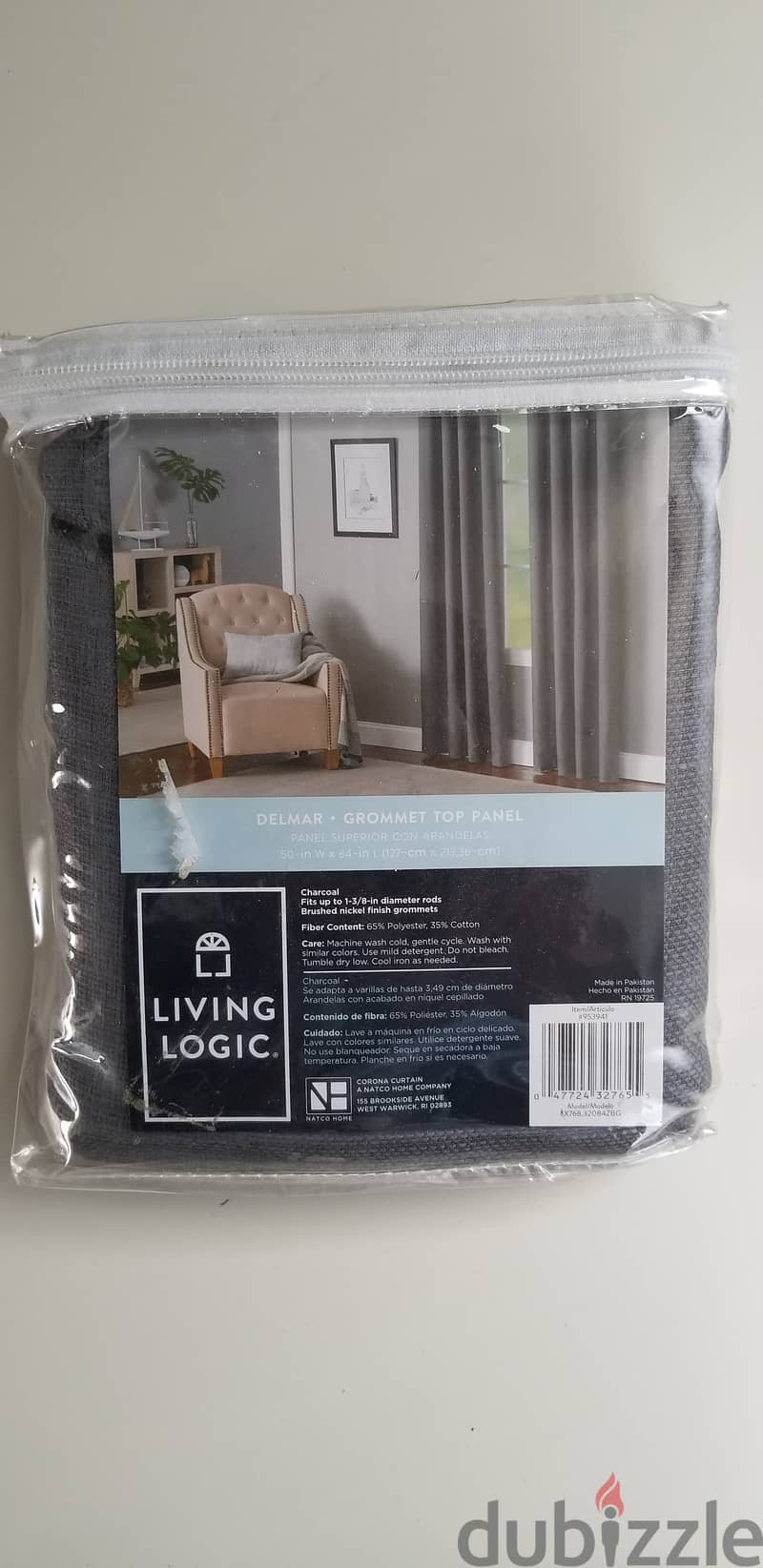 Curtain Living Logic charcoal Grommet Single Curtain Panel  AShop™ 2