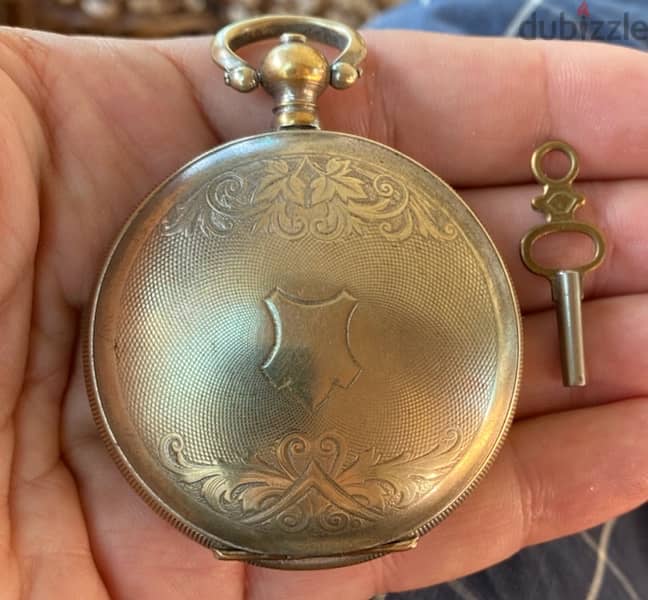 ساعة جيب عثمانية قديمة صناعة القسطنطينية مدموغ شعار الدرع العثماني 2