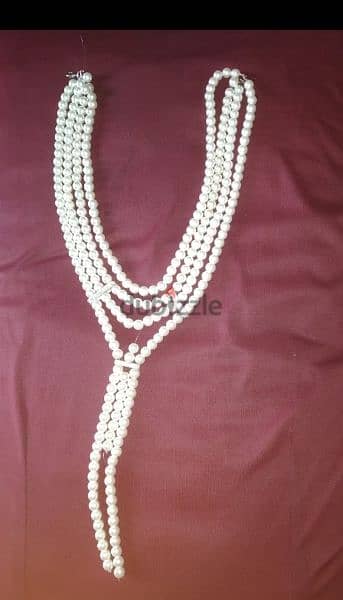 necklace multilayers pearl white necklace vintage 1
