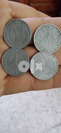 Nazi German WW II Set of Four Coins  years 1939_1945