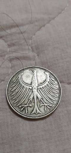 German  Silver Coin Five Marks  Memorail year 1957