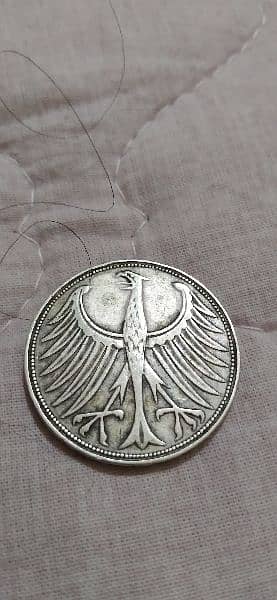 German  Silver Coin Five Marks  Memorail year 1957 0