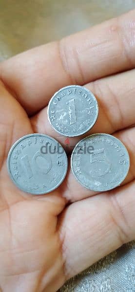 Nazi German WW 2 Set of Three coins years 1940 to 1945 1
