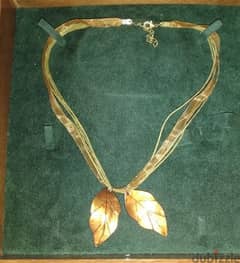 necklace vintage 2 leaves necklace satin multilayer handles