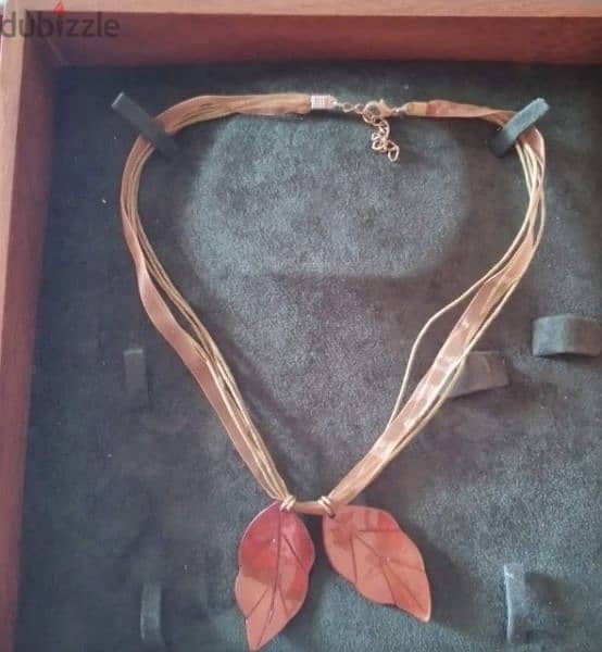 necklace vintage 2 leaves necklace satin multilayer handles 2