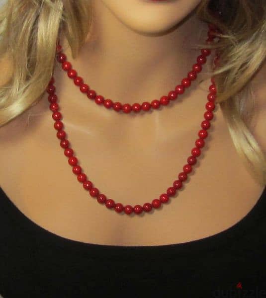 necklace set Vintage red pearl necklace and bracelet 2