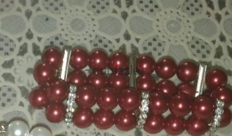 necklace set Vintage red pearl necklace and bracelet 3