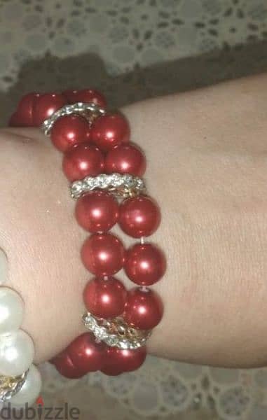 necklace set Vintage red pearl necklace and bracelet 4