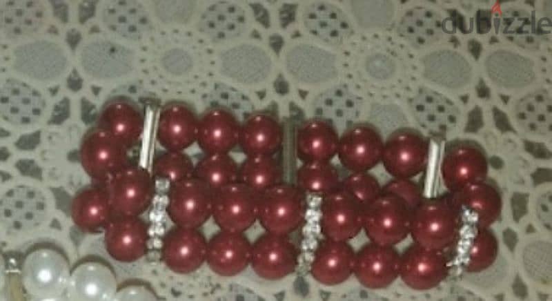 necklace set Vintage red pearl necklace and bracelet 5