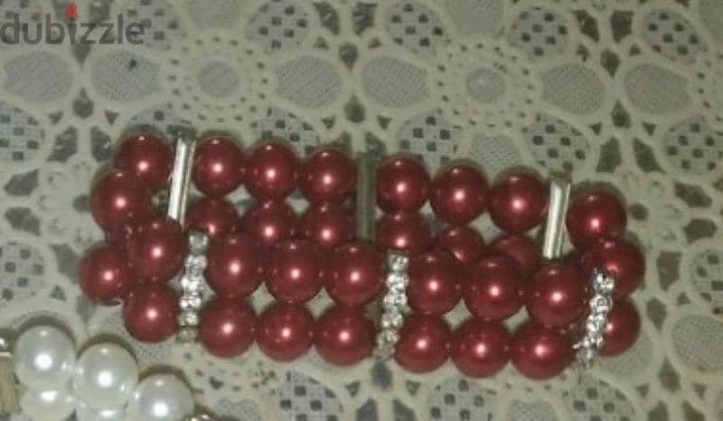 necklace set Vintage red pearl necklace and bracelet 6