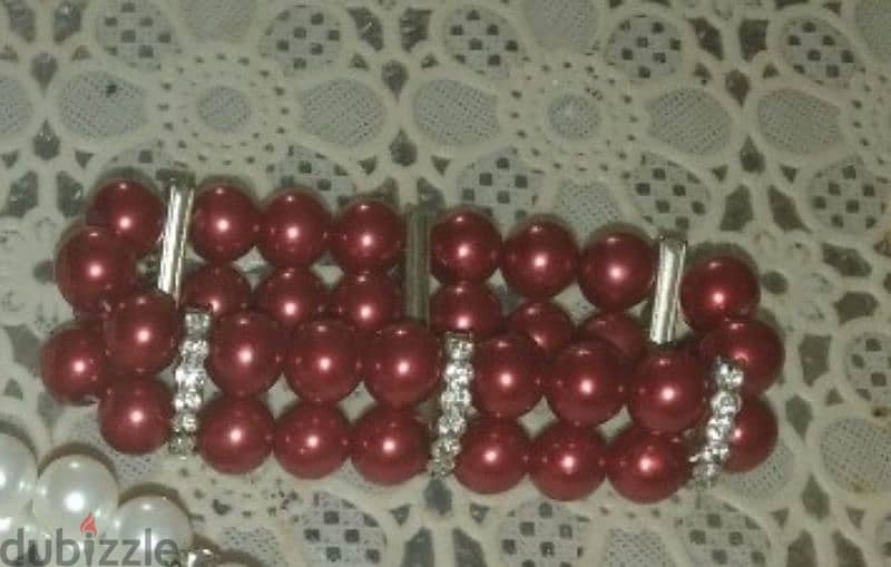 necklace set Vintage red pearl necklace and bracelet 7