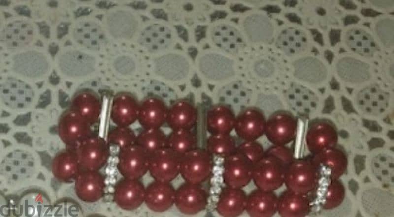 necklace set Vintage red pearl necklace and bracelet 8