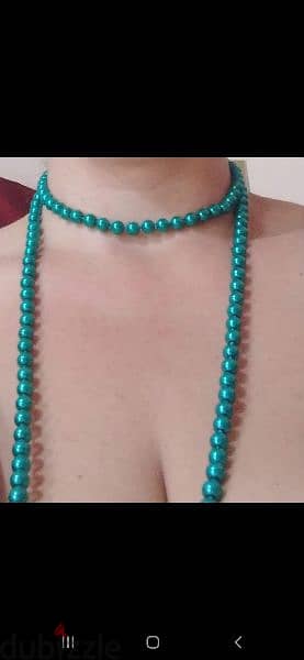 necklace green emerald set pearl necklace +2 bracelets 3