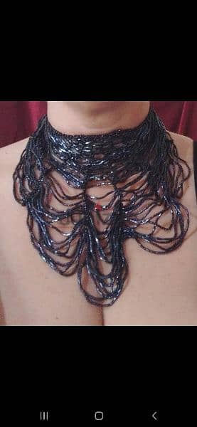 necklace vintage black sparkly sequins spider web 2