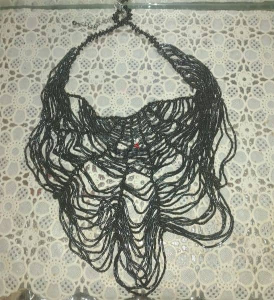 necklace vintage black sparkly sequins spider web 4