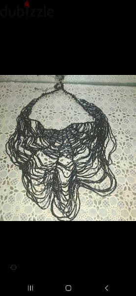 necklace vintage black sparkly sequins spider web 5