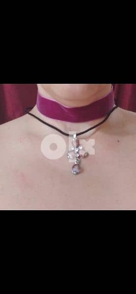 necklace 2 pcs choker and necklace purple colour 1