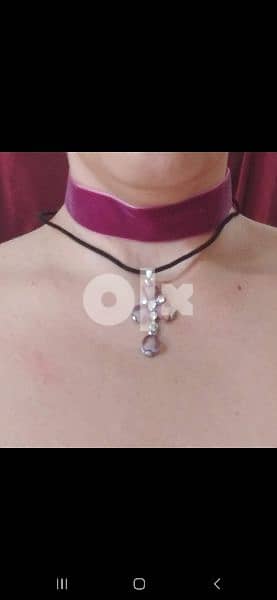 necklace 2 pcs choker and necklace purple colour 2