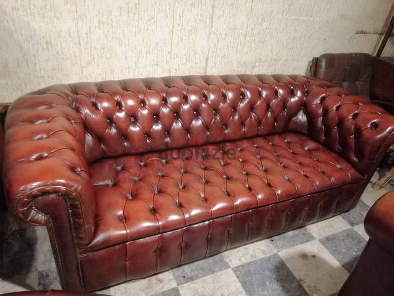 salon genuine leather original england chesterfield 2