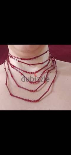 necklace dark red beads sequined necklace vintage 0