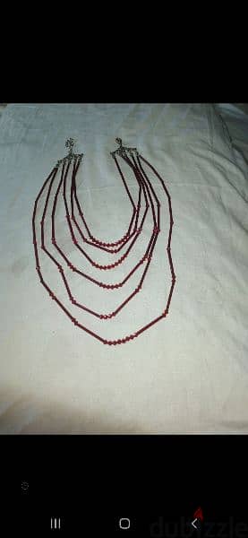 necklace dark red beads sequined necklace vintage 1