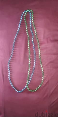 necklace long pearl necklace blue and green 2=5$