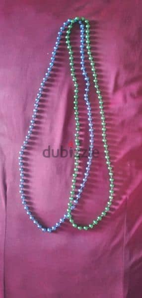 necklace long pearl necklace blue and green 2=5$ 1