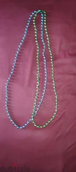 necklace long pearl necklace blue and green 2=5$ 2
