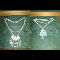 necklace long chain necklace glass transparent pendant