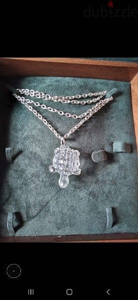 necklace long chain necklace glass transparent pendant 1