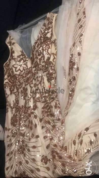 فستان women clothing, evening dress, wedding, Long Gold Dress 2