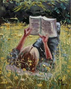 girl with a book painting 0