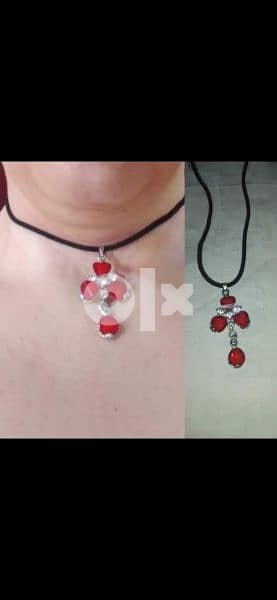 necklace flower red  1=7$ or 3=15$