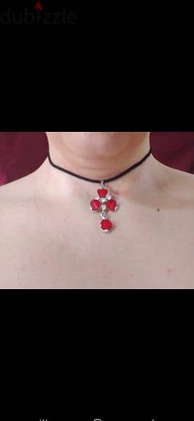 necklace flower red 1