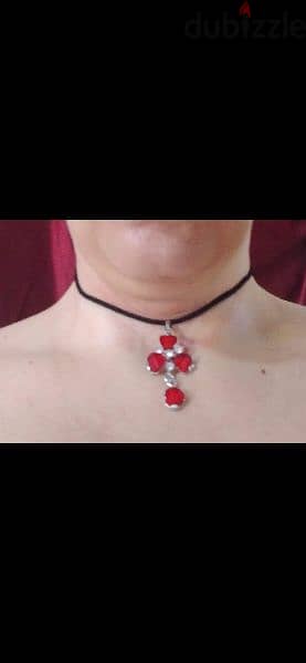 necklace flower red 3