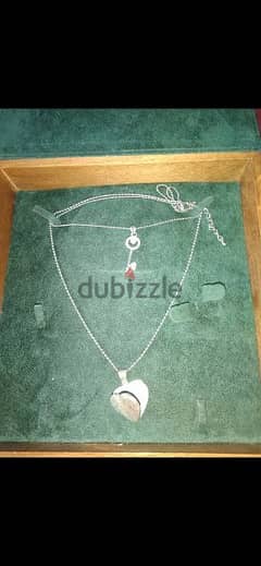 necklace silver pendant heart open box 0