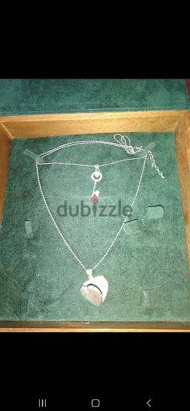 necklace silver pendant heart open box 3