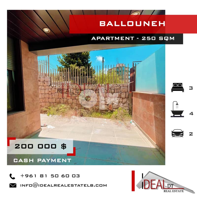 APARTMENT FOR SALE IN BALLOUNEH 250 SQM REF#NW56110 0
