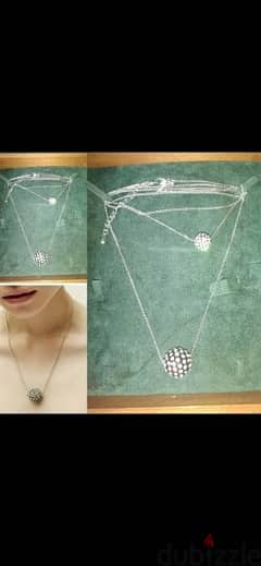 necklace double chain necklace double strass pendants