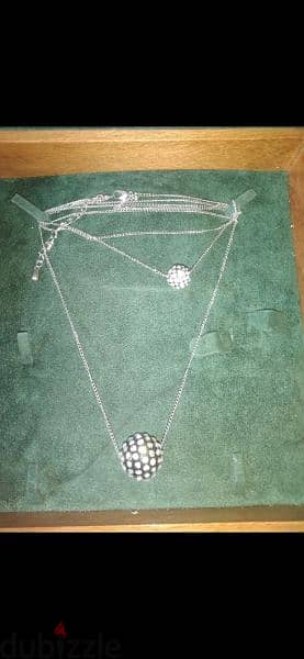 necklace double chain necklace double strass pendants 1