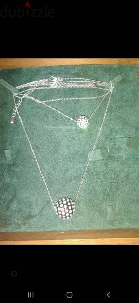necklace double chain necklace double strass pendants 2