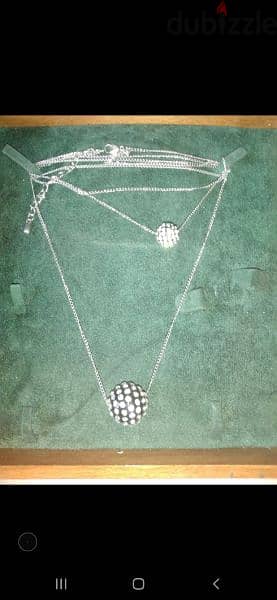 necklace double chain necklace double strass pendants 3