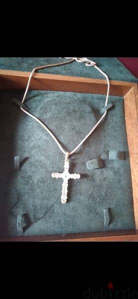 necklace silver tone necklace chain cross strass 1