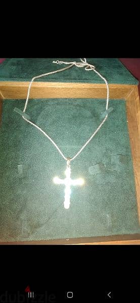 necklace silver tone necklace chain cross strass 3
